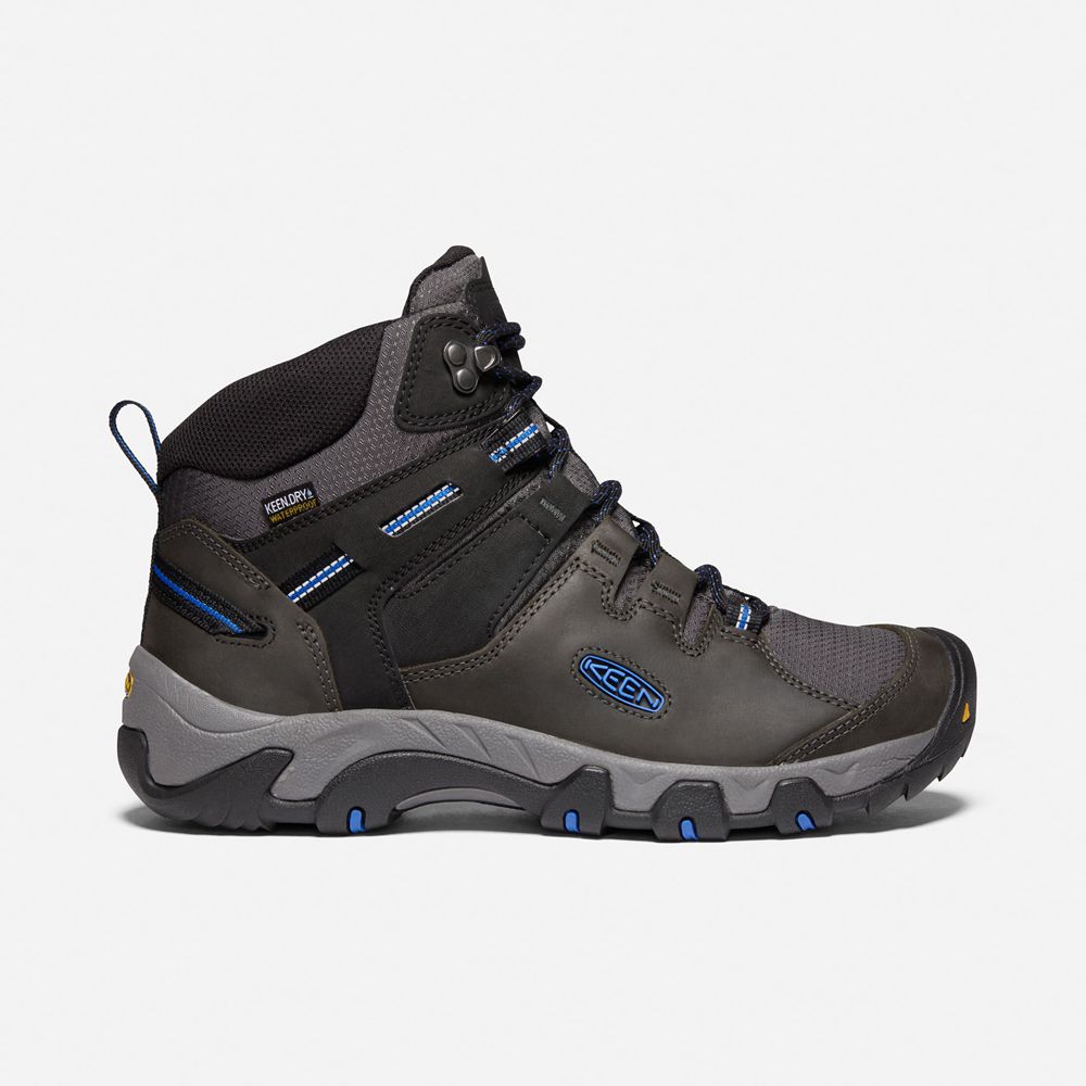 Keen Laarzen Heren Zwart/Blauw - Steens Leern Waterproof - 41893-XRHJ